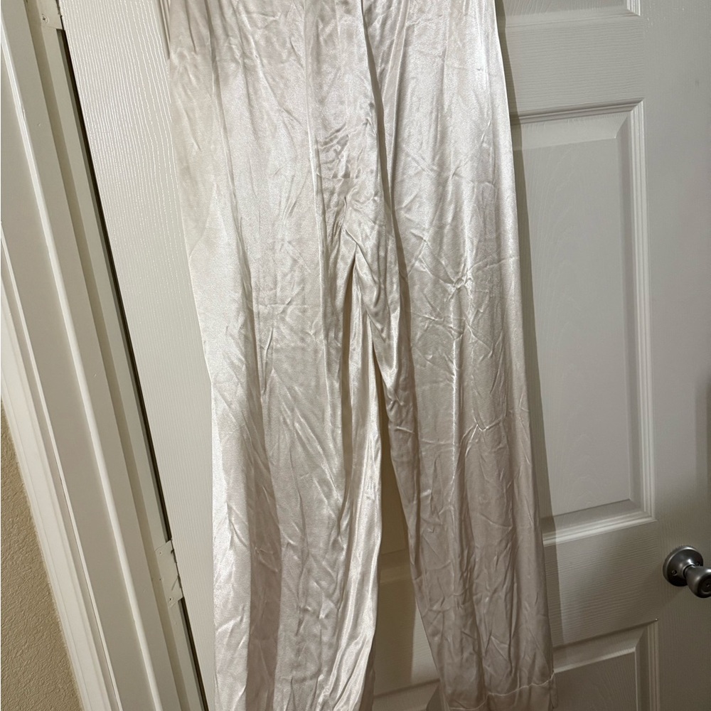 Free People Cream Silky Trousers